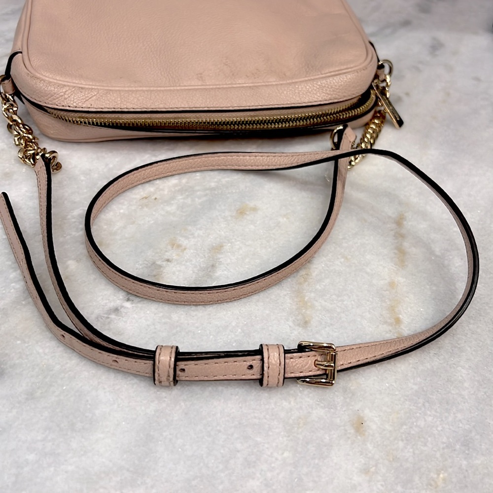 Michael Kors Blush Pebbled Leather Chain Detail Crossbody Bag - Picture 14 of 16